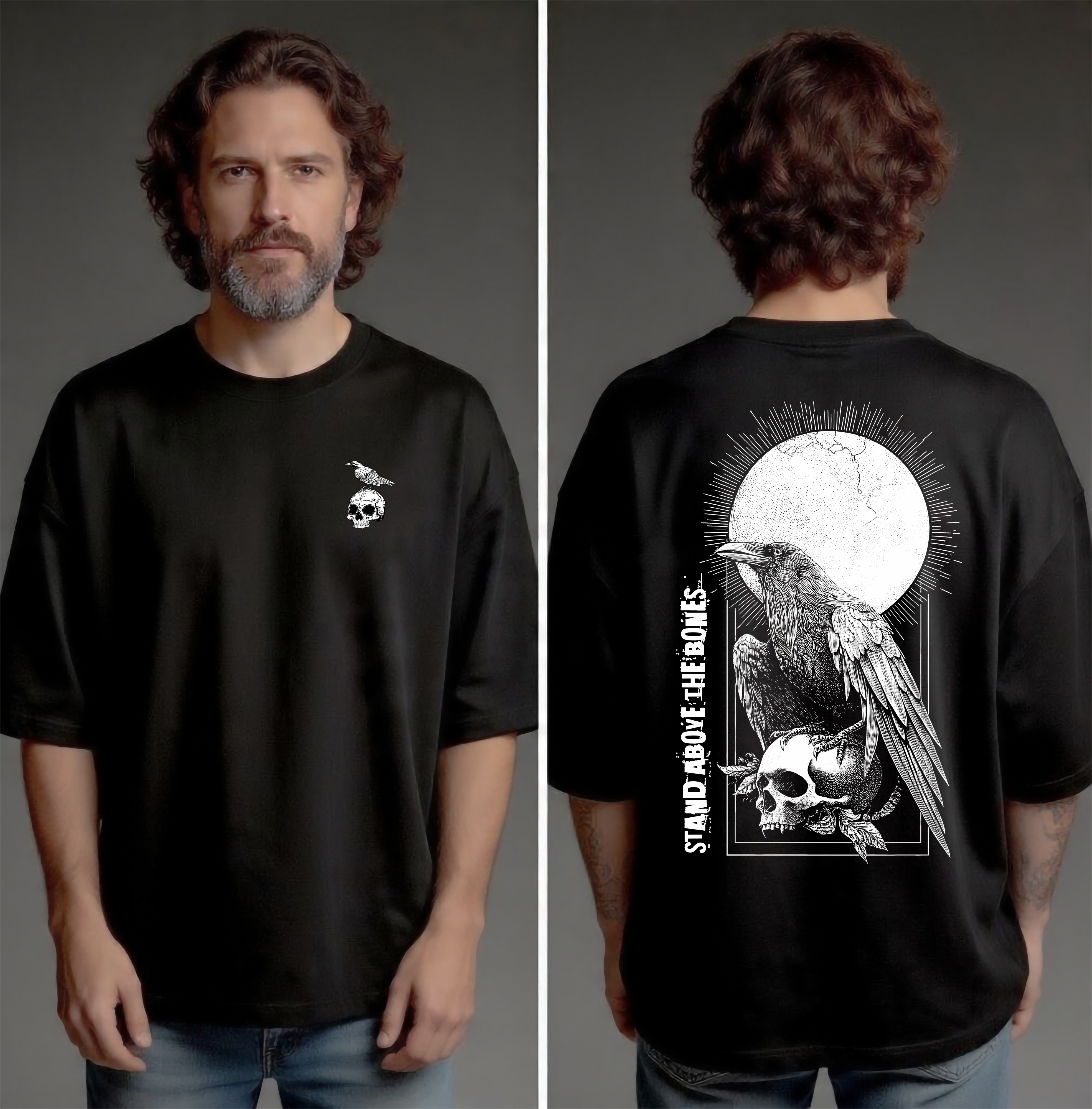 Camiseta Oversized (frente e costas) - Stand Above the Bones