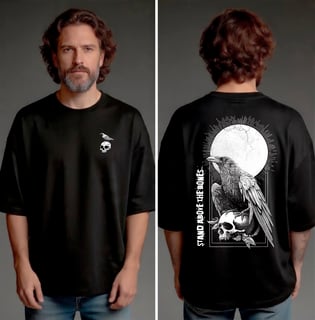 Camiseta Oversized (frente e costas) - Stand Above the Bones