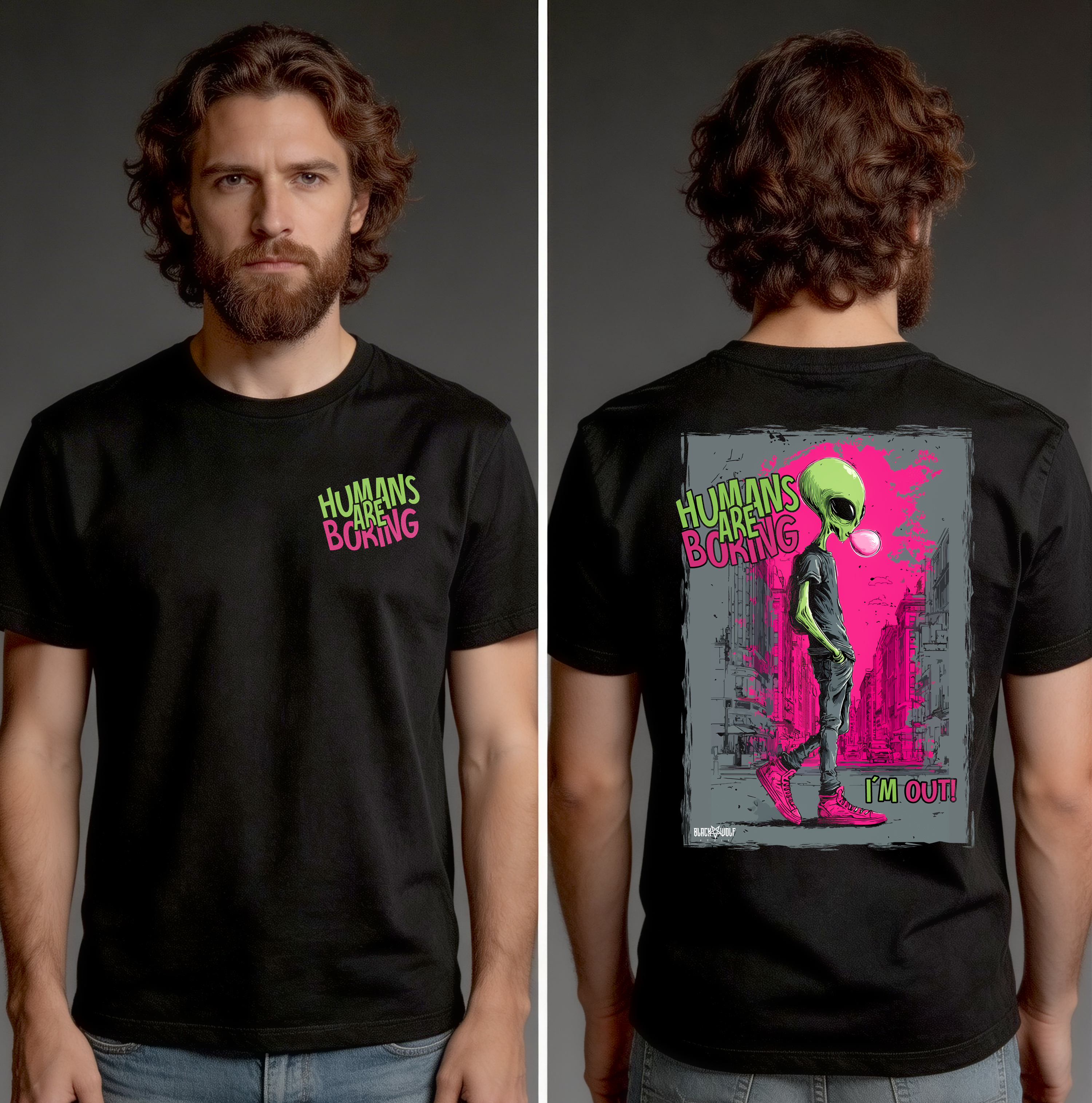 Camiseta Quality (frente e costas) - Humans are Boring