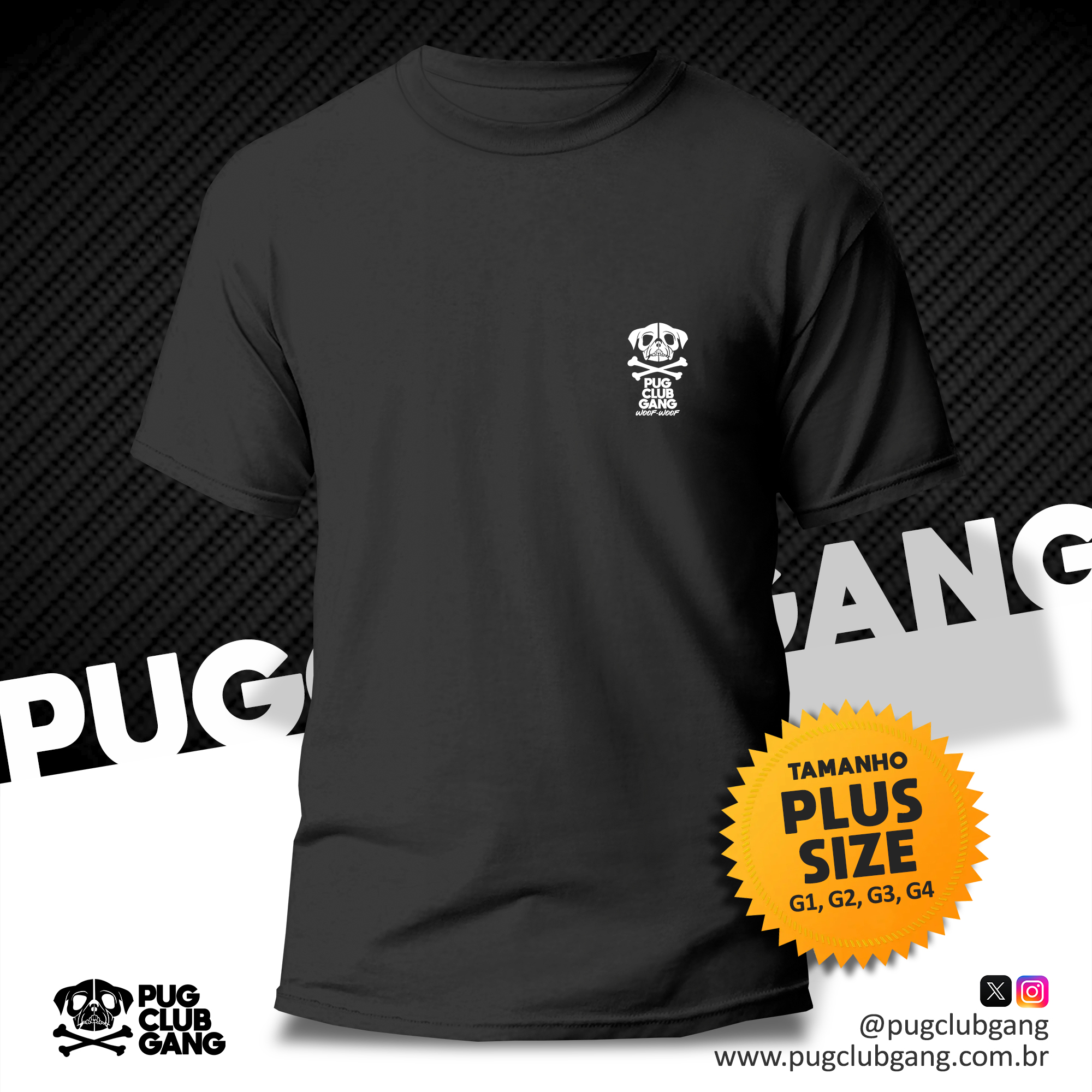 Nome do produto: Camiseta Pug Club Gang Brasão