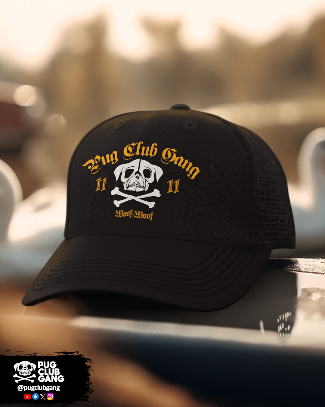 Nome do produto: Boné estilo Americano com Tela - Pug Club Gang