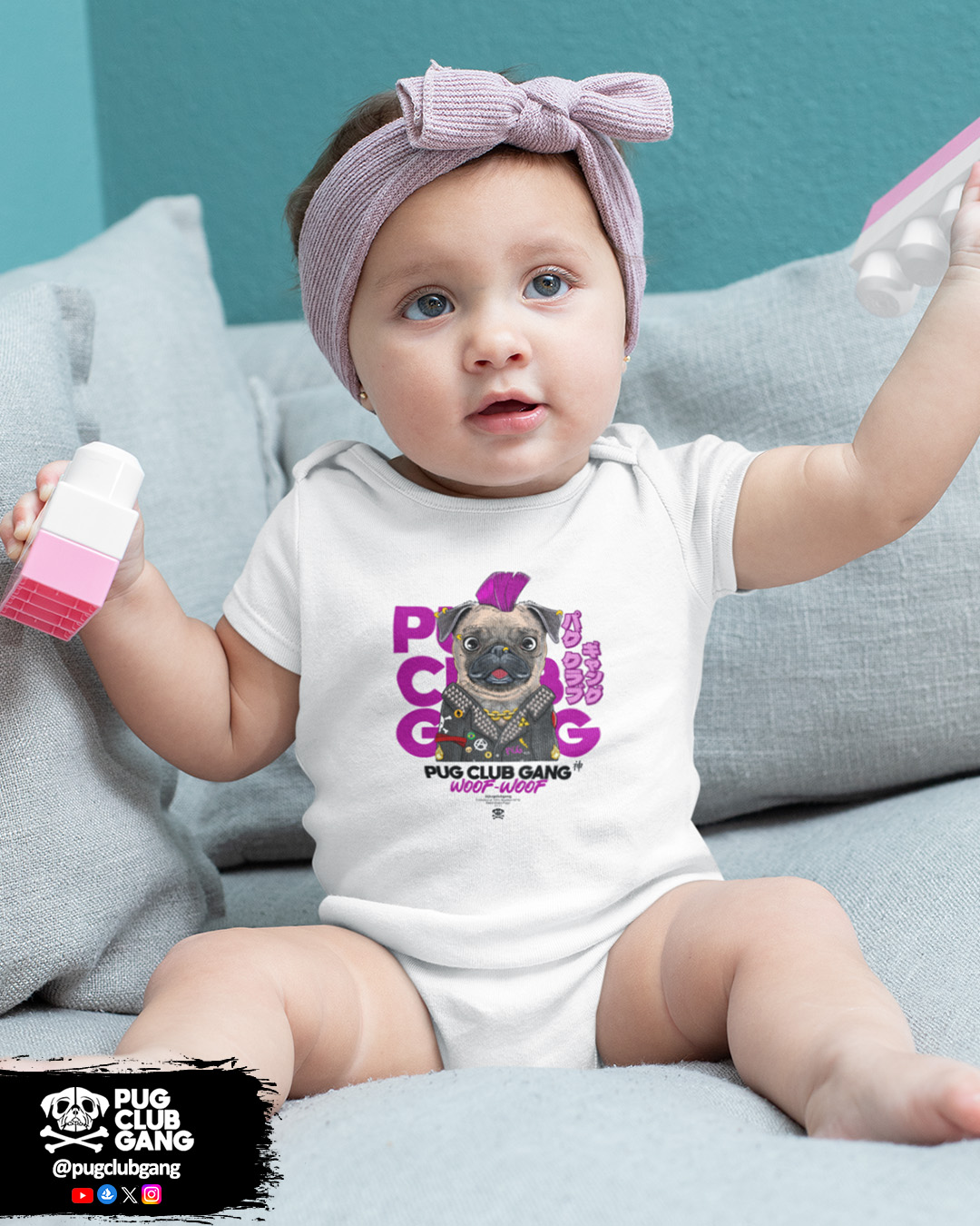 Nome do produto: Body Baby Pug Club Gang