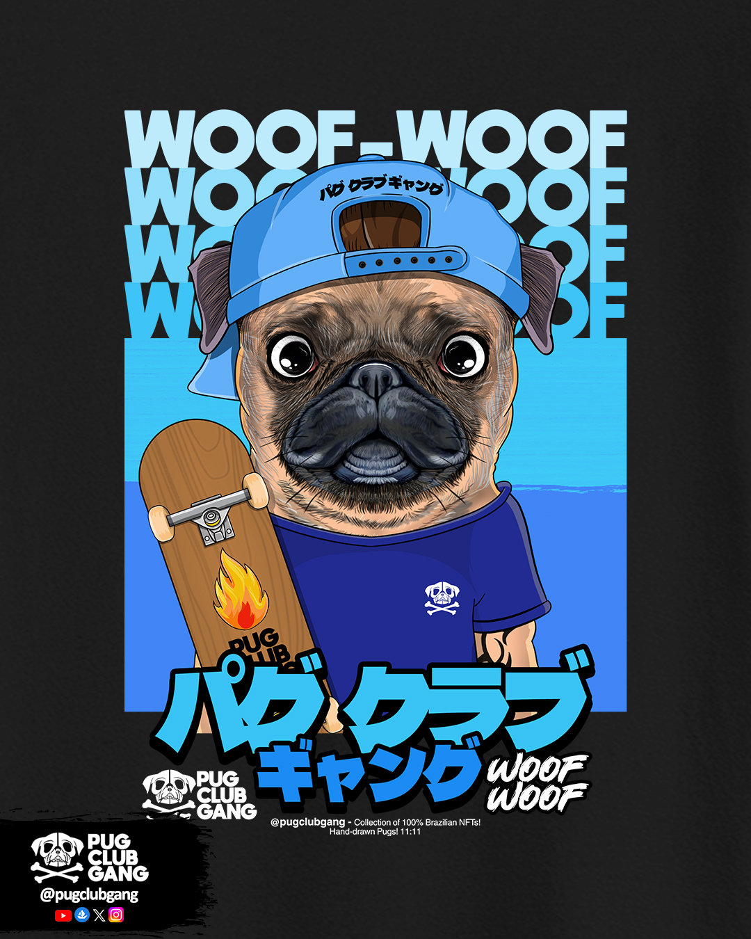Nome do produto: Cãomiseta Infantil Pug Skate