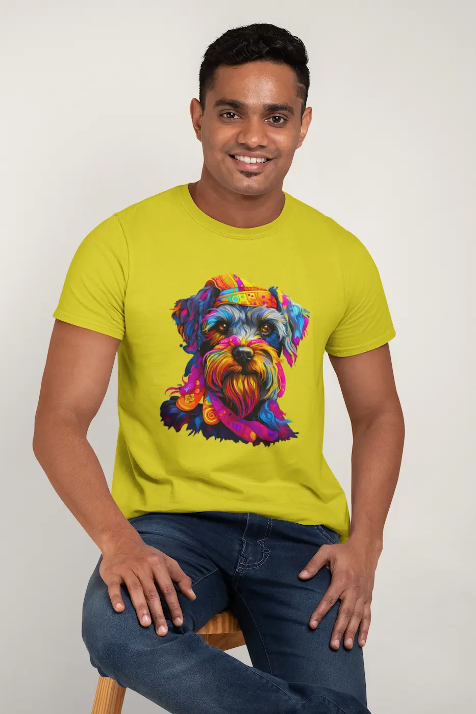 Nome do produto: Camiseta Schnauzer com Bandana Neon