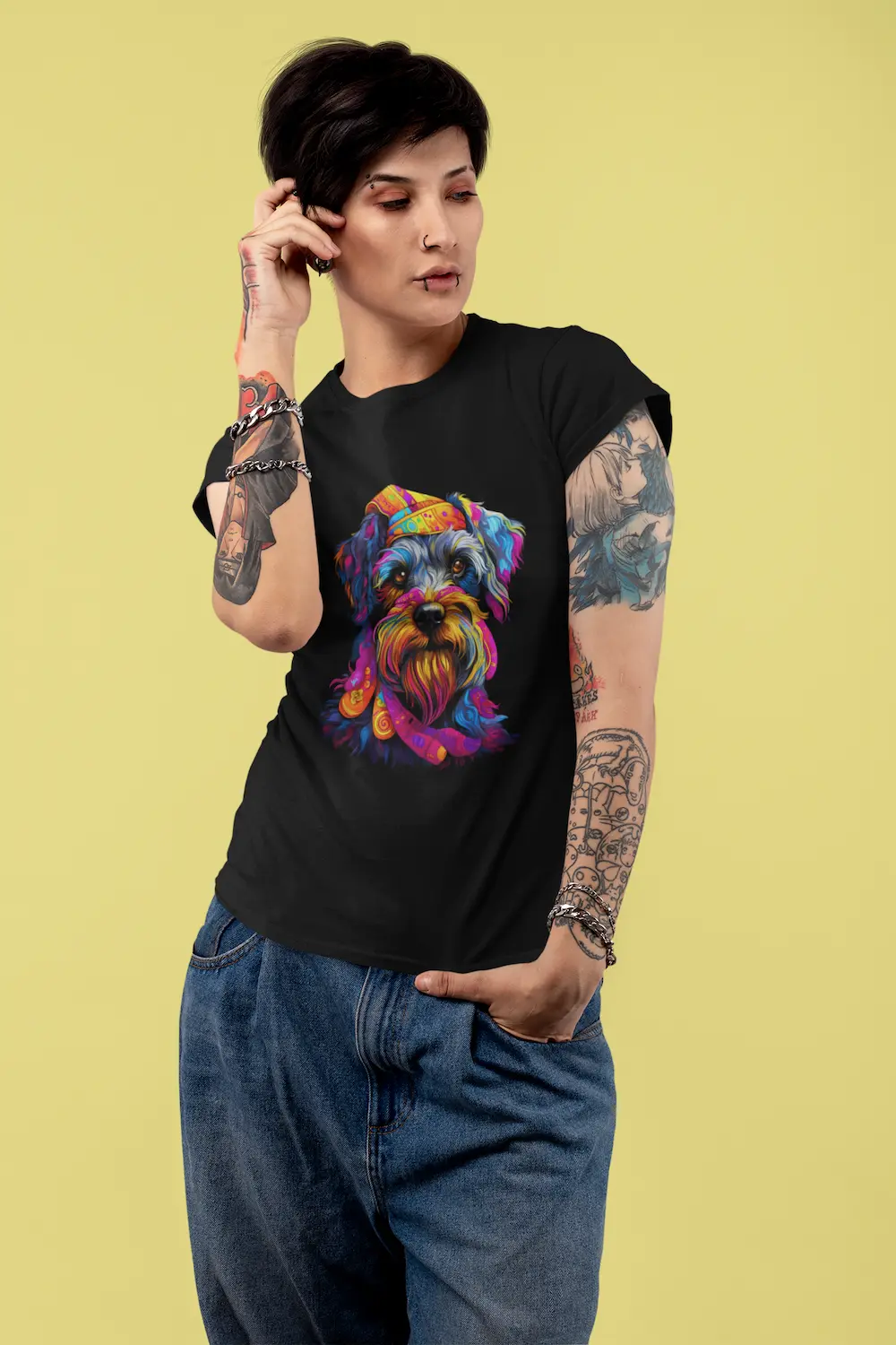 Nome do produto: Camiseta Premium Schnauzer Neon