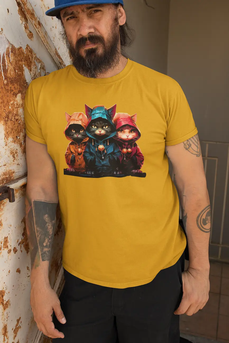 Nome do produto: Camiseta 3 Gatos na Vibe Neon