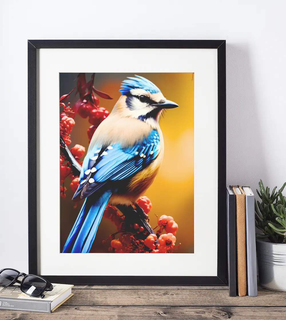 Nome do produto: Quadro Refúgio Verde: Passarinho em Descanso na Floresta Profunda