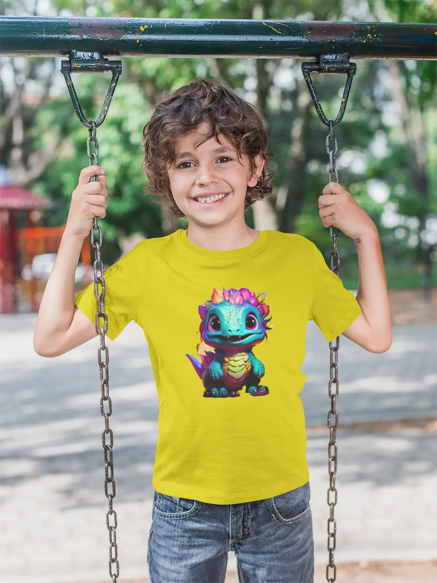 Nome do produto: Camiseta Bebê Dinossauro Neon