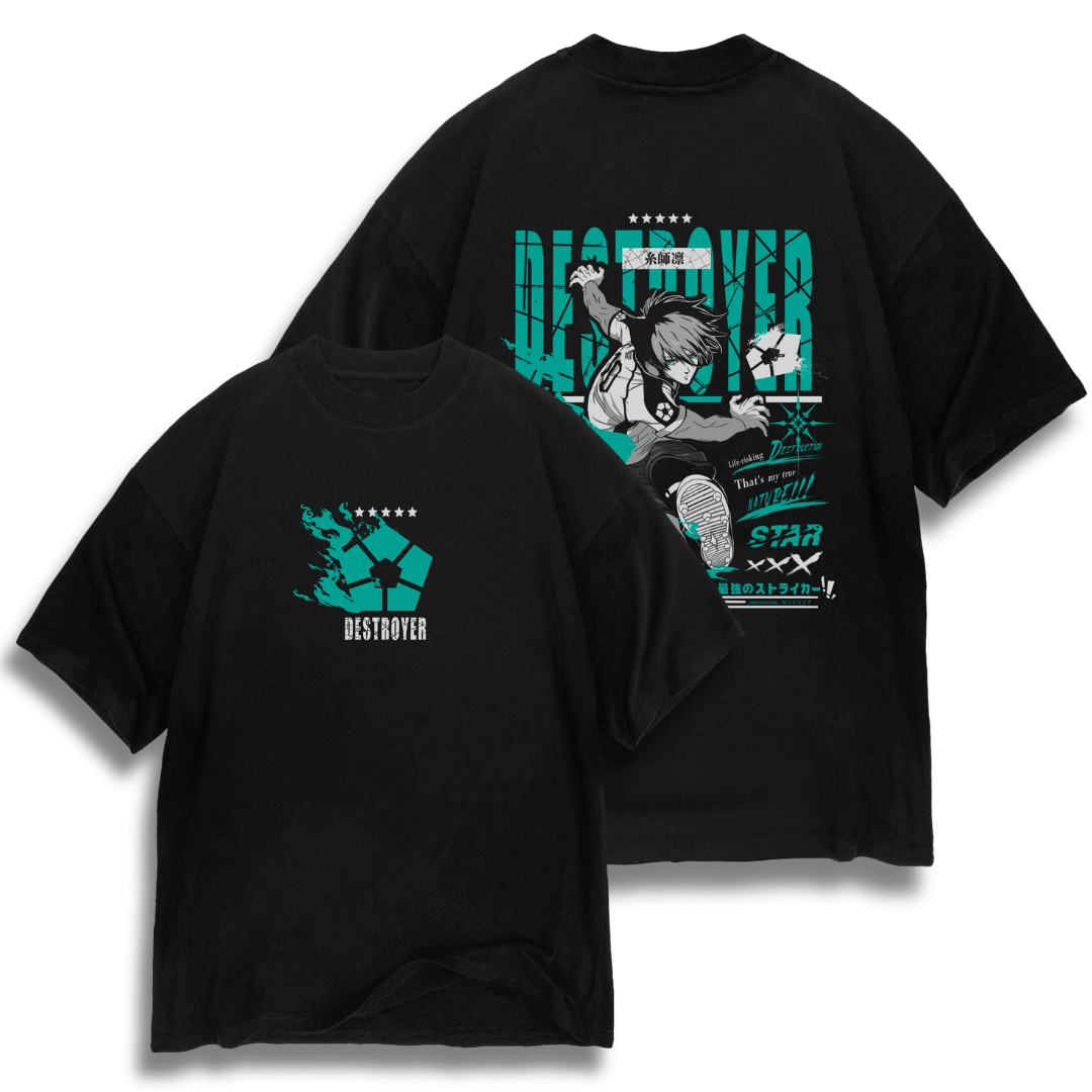 Oversize frente e verso Destroyer Rin - dark colors
