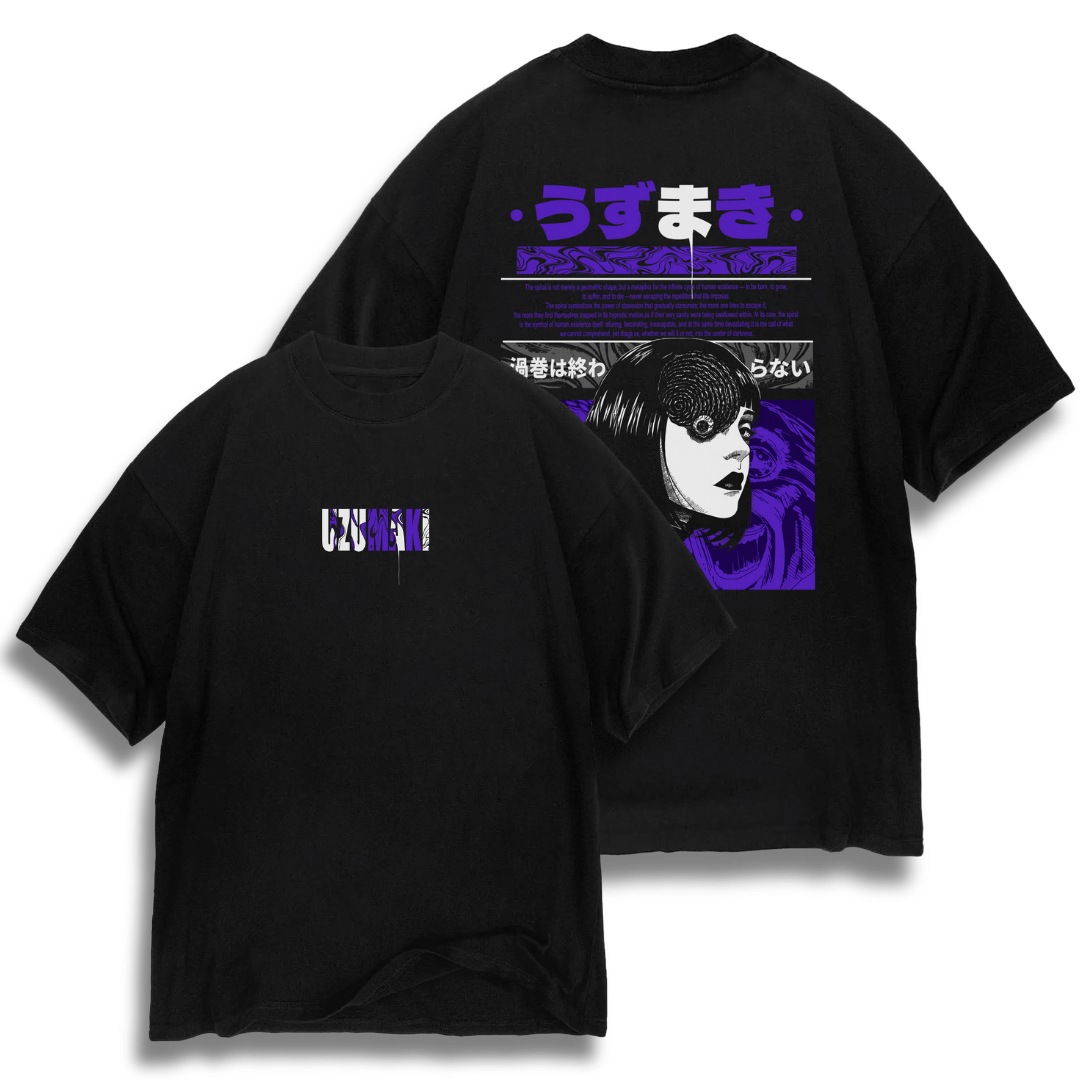 Oversize frente e verso Uzumaki Spiral of Madness - dark color