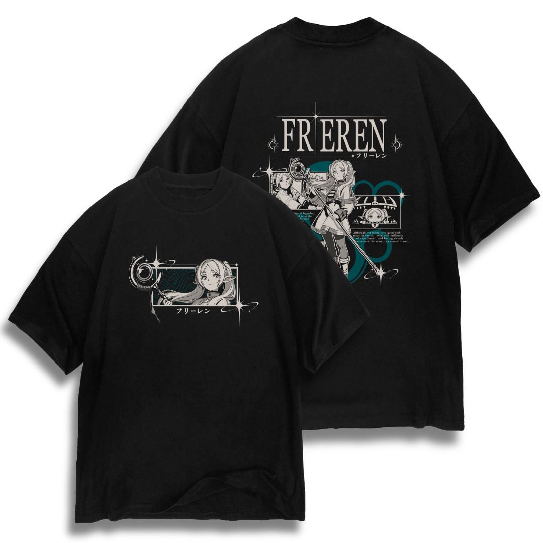 Oversize frente e verso Slayer Frieren - dark colors