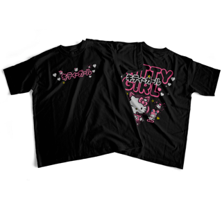 Camiseta frente e verso Kitty Girl - dark colors