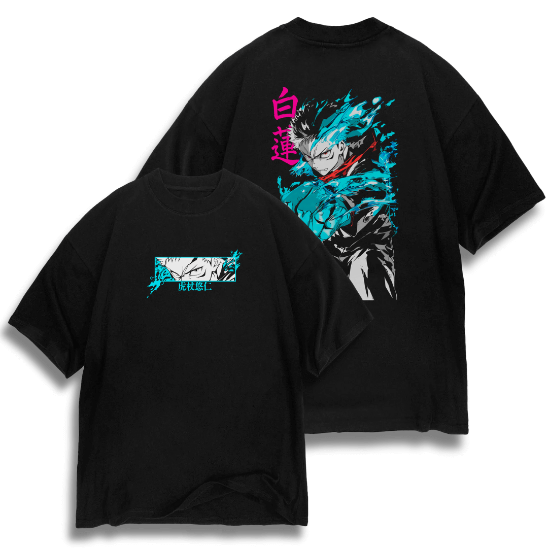 Oversize frente e verso Itadori kokusen - dark color