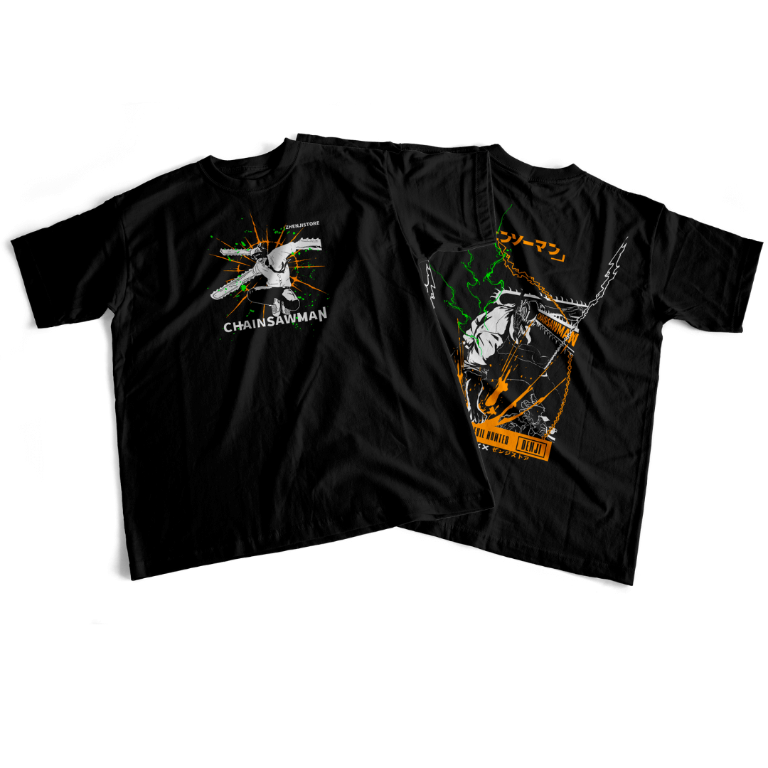 Camiseta Chainsawman frente e verso - Denji dark colors