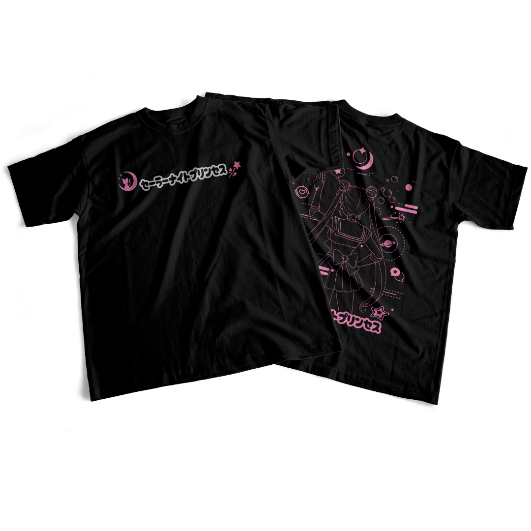 Camiseta frente e verso Princess Moon - Rose vers. - dark colors