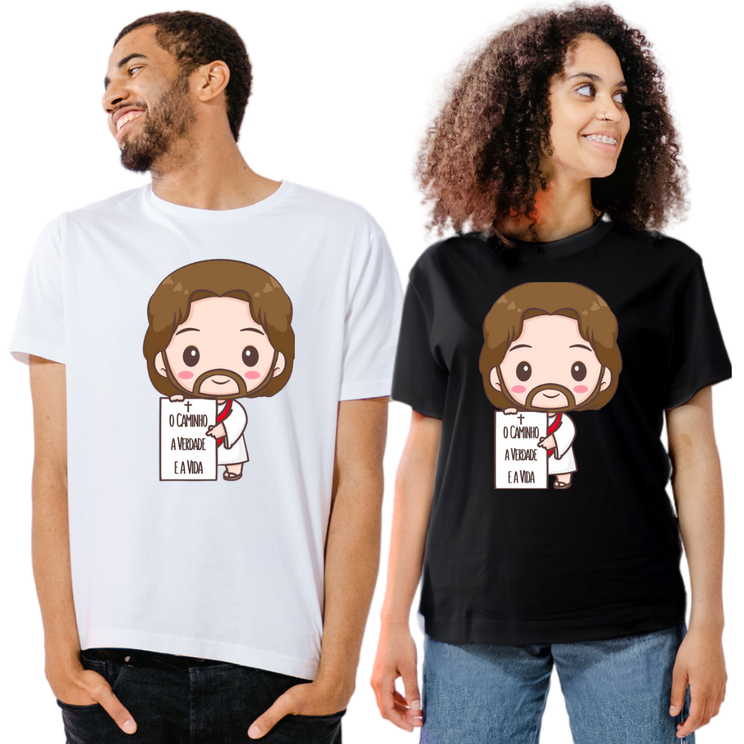 Nome do produto: Camiseta Ilustração - Caminho, Verdade e Vida