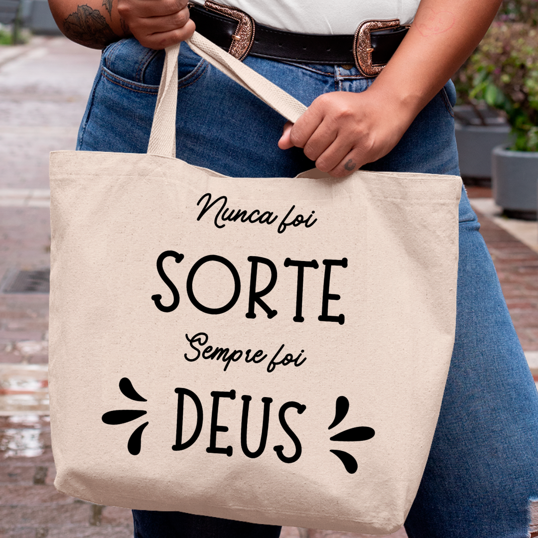 Nome do produto: Eco Bag Frases - Nunca foi Sorte