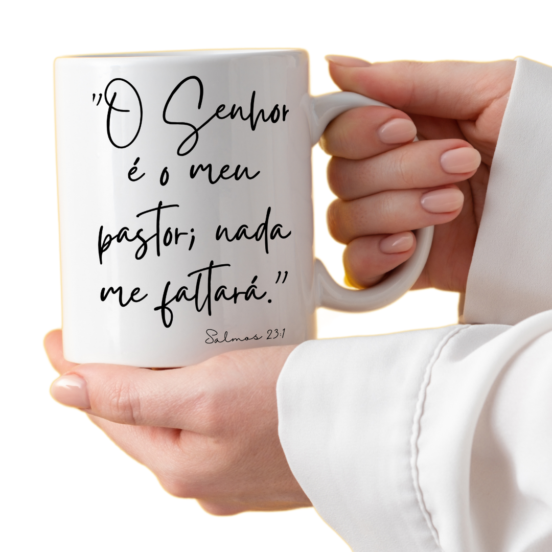 Nome do produto: Caneca Versículo - Salmos 23:1 - O Senhor é o meu Pastor