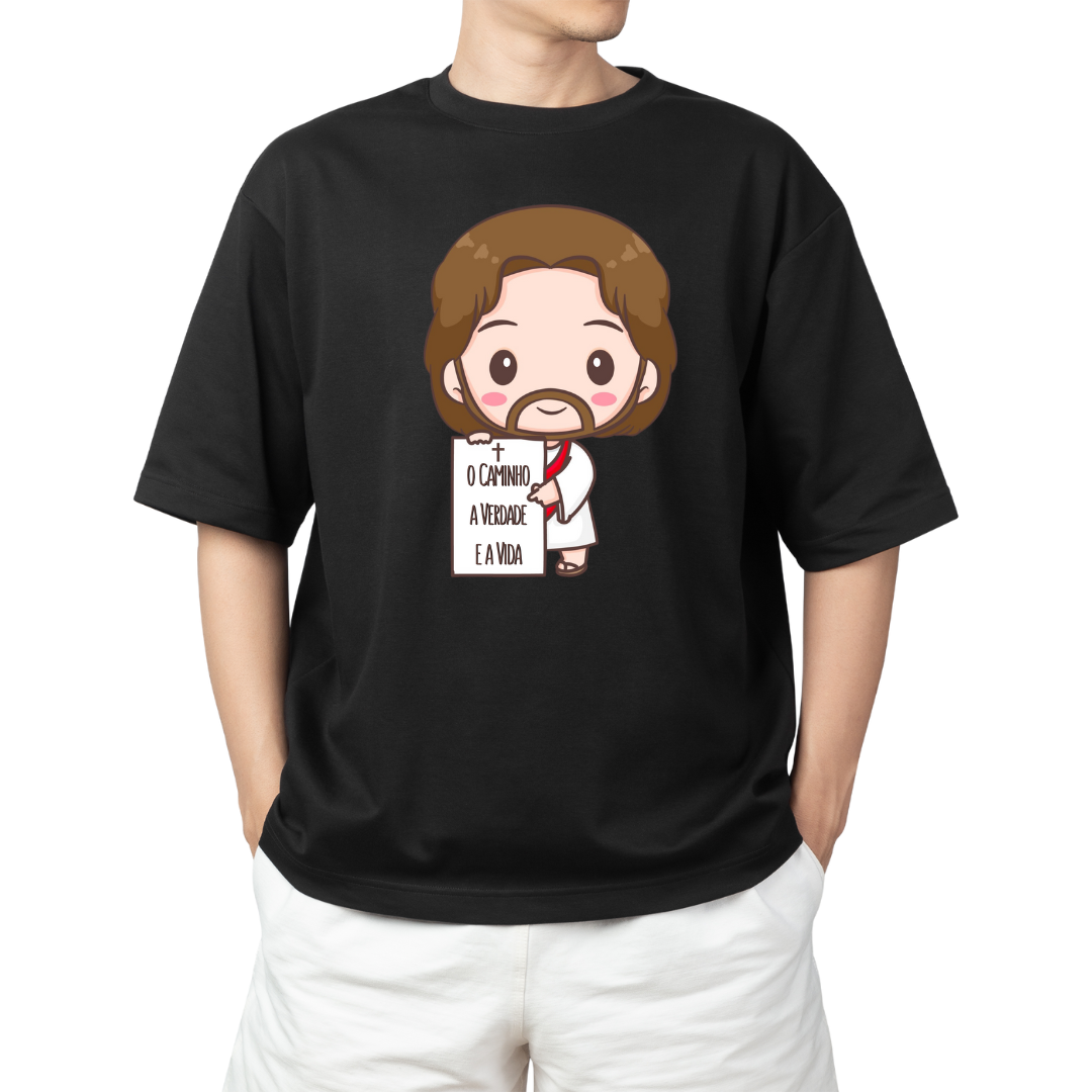 Nome do produto: Camiseta Ilustração - Caminho, Verdade e Vida - Plus Size