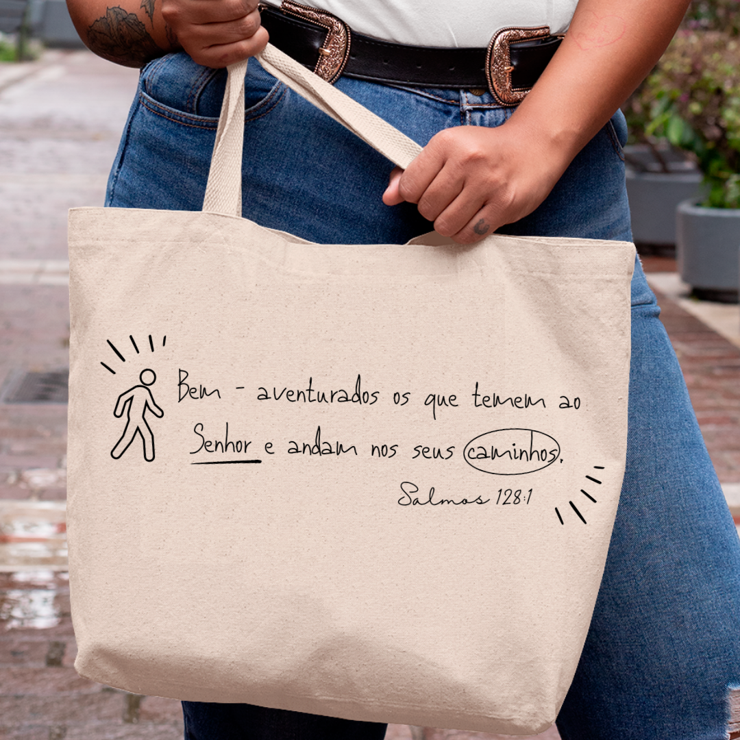 Nome do produto: Eco Bag Versículo - Salmos 128 - Bem-Aventurados