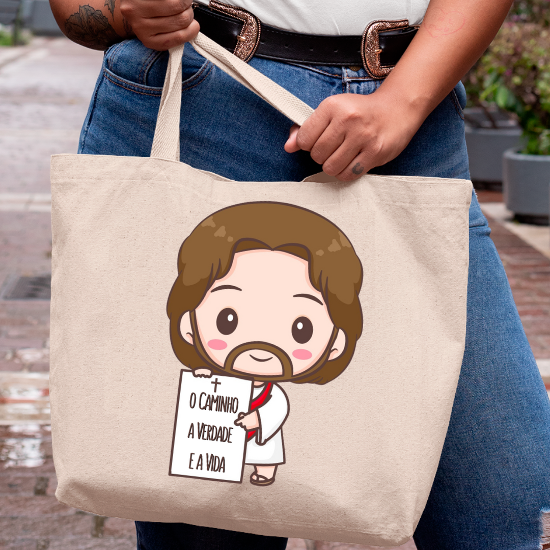 Nome do produto:  Eco Bag Ilustrações - Caminho, Verdade e Vida