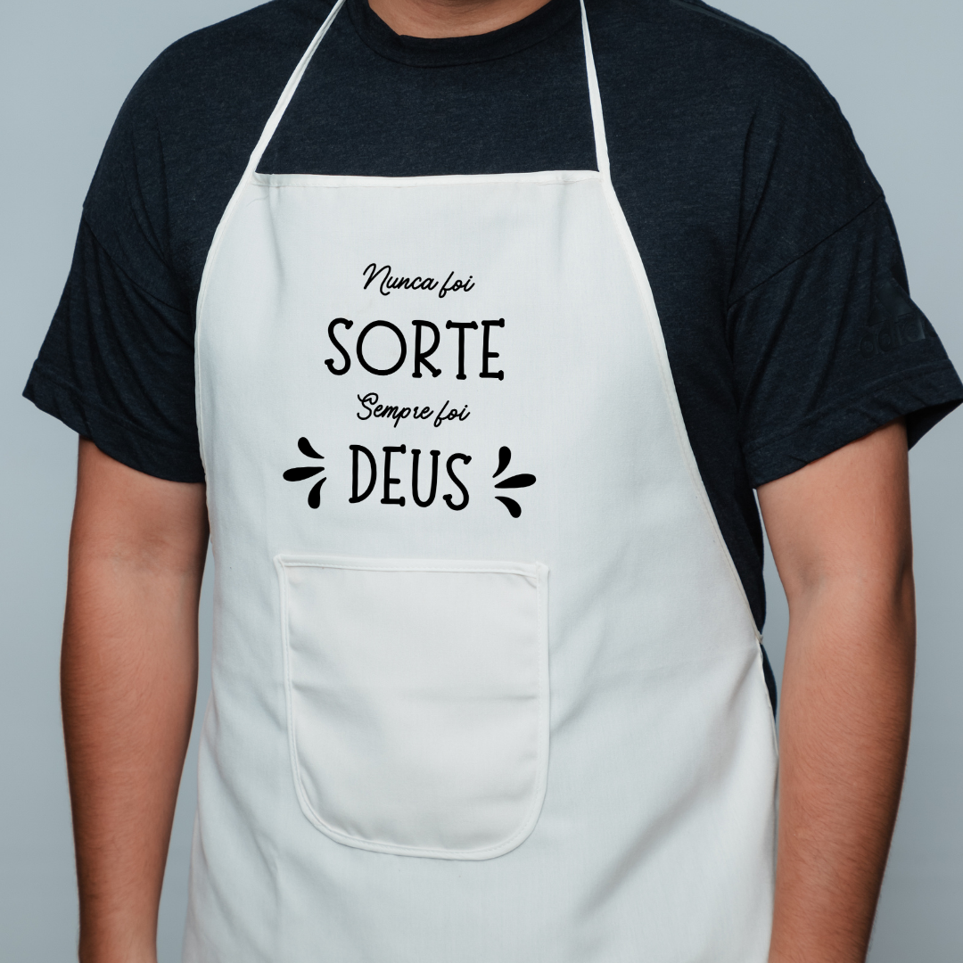 Nome do produto: Avental Frases - Nunca foi Sorte