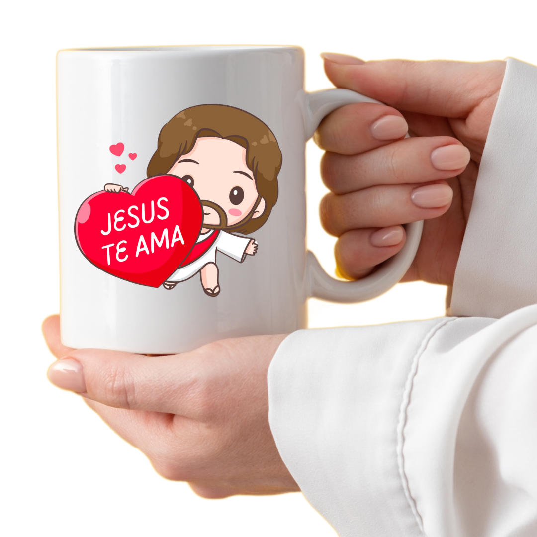 Nome do produto: Caneca Ilustração - Jesus Te Ama