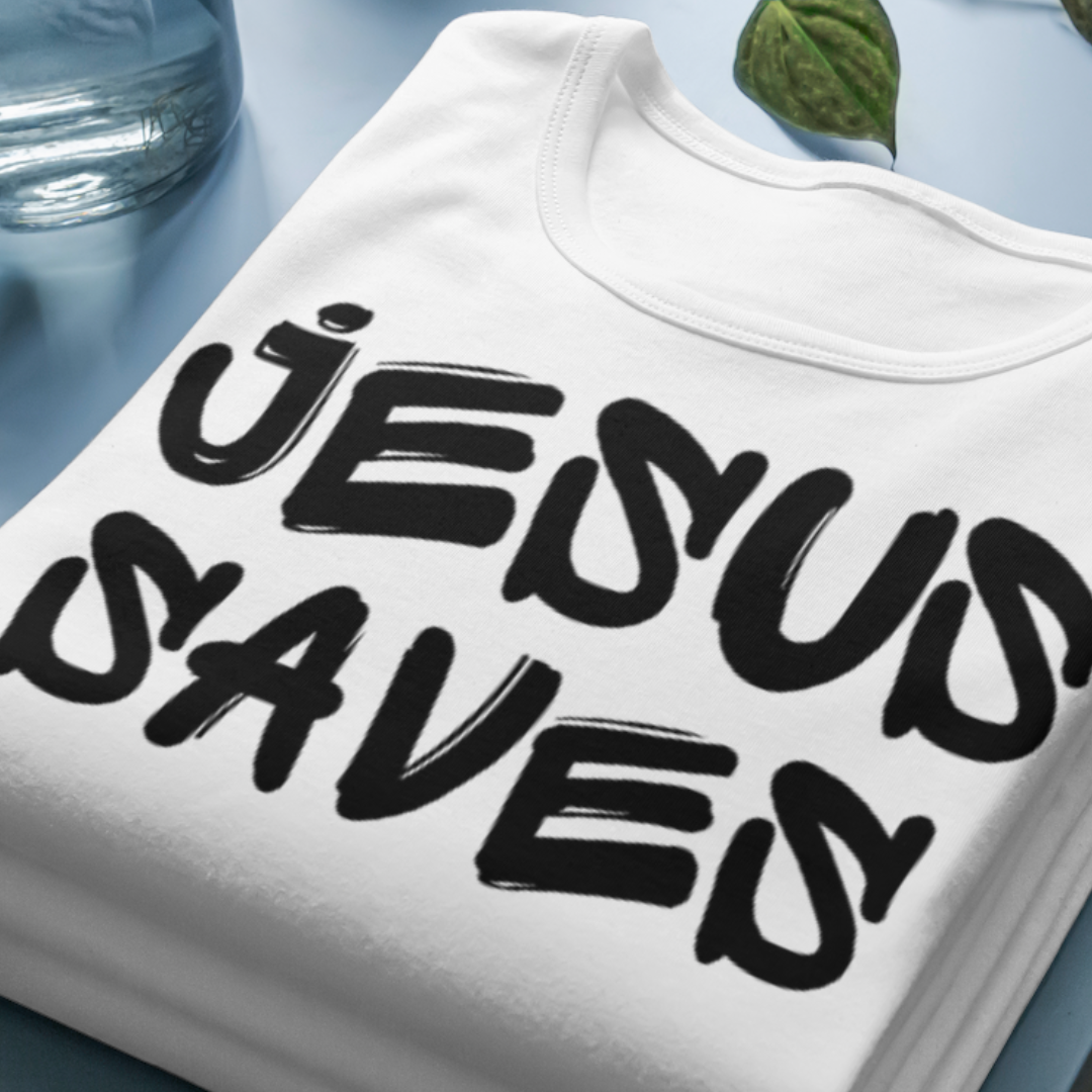 Nome do produto: Camiseta Frases - Jesus Saves - Estampa Preta