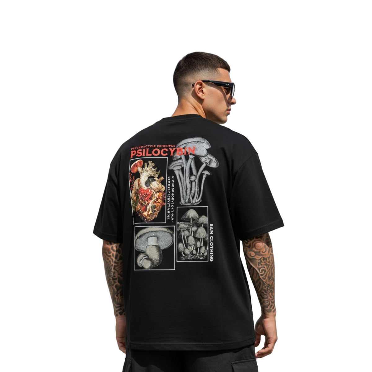 Camiseta Oversized Mushrooms - Preto