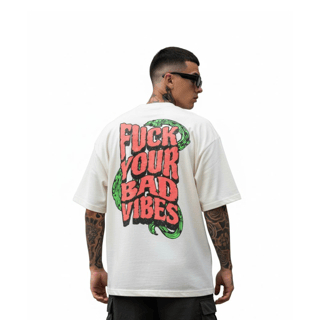 Camiseta Oversized F*ck Your Bad Vibes - Off White