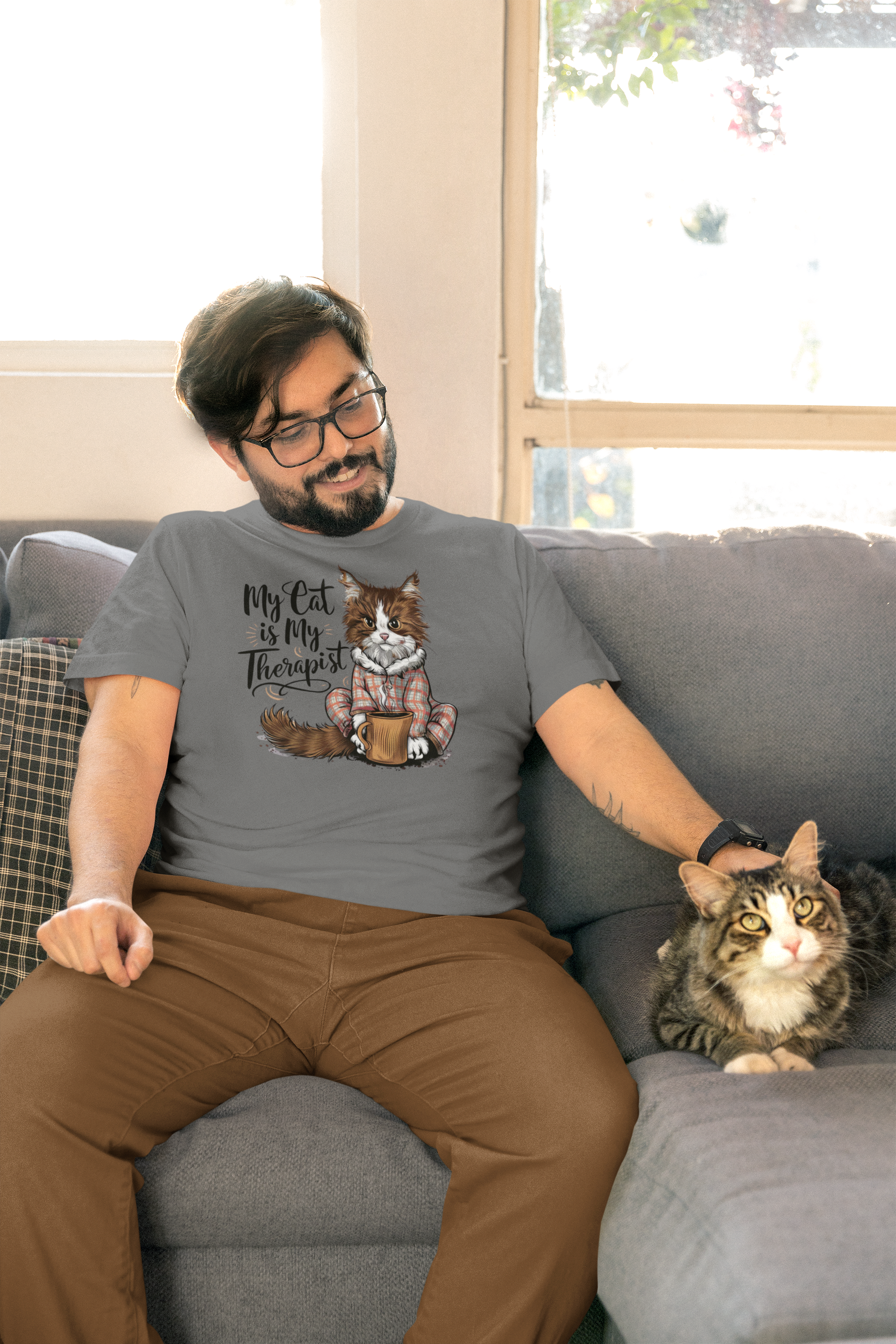 Nome do produto: CAMISETA T-SHIRT PLUS SIZE, MY CAT IS MY THERAPIST