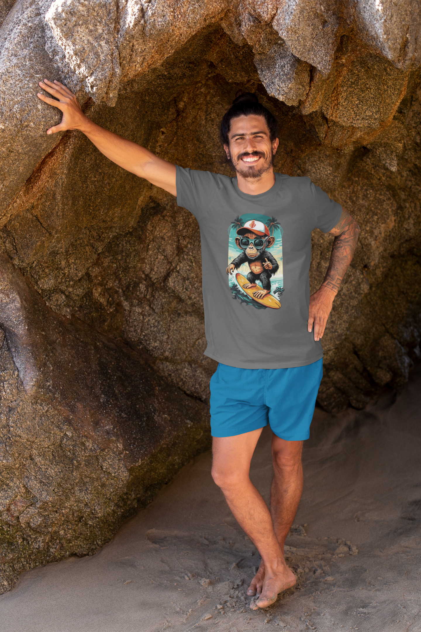 Nome do produto: CAMISETA T-SHIRT ESTONADA, SURF MONKEY