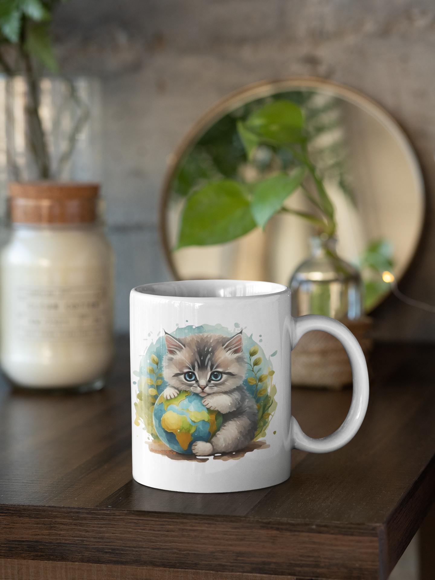 Nome do produto:  CANECA PERSONALIZADA CRIATIVA EM CERÂMICA, 325ML C/02 LADOS, CAT PLANETA