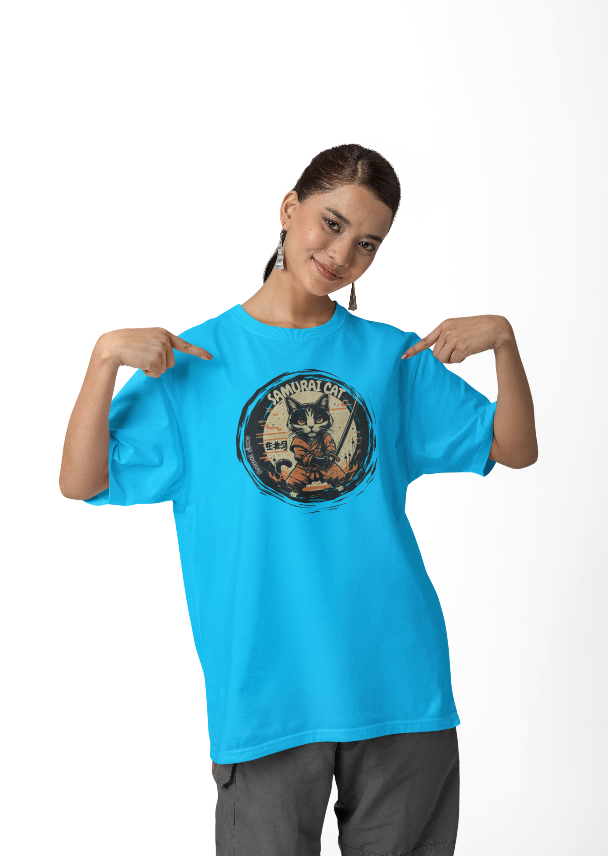 Nome do produto: CAMISETA T-SHIRT CLASSIC, SAMURAI CAT