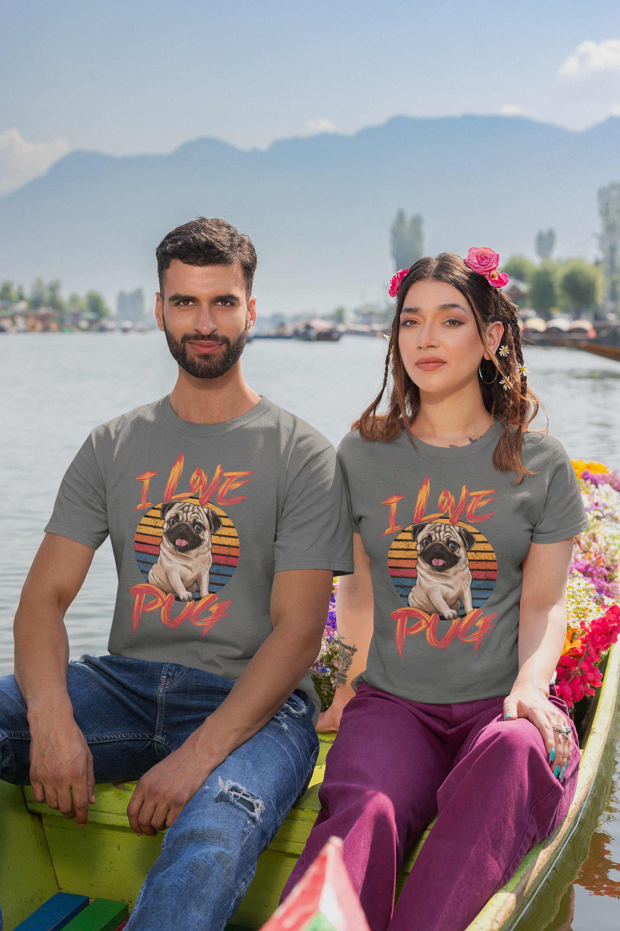 Nome do produto: CAMISETA T-SHIRT ESTONADA DOG, I LOVE PUG