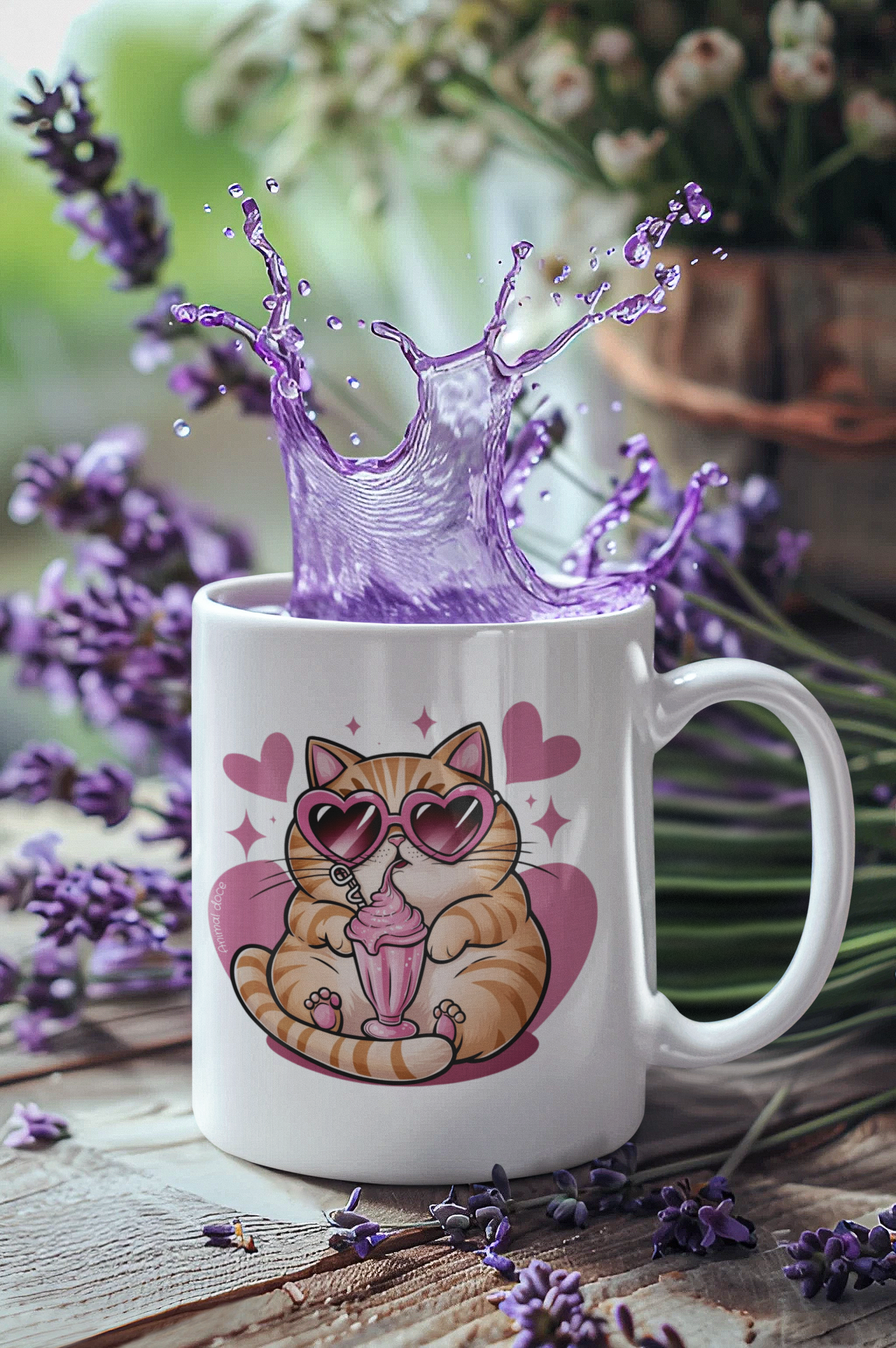 Nome do produto:  CANECA PERSONALIZADA CRIATIVA EM CERÂMICA, 325ML C/02 LADOS, CAT LOVE