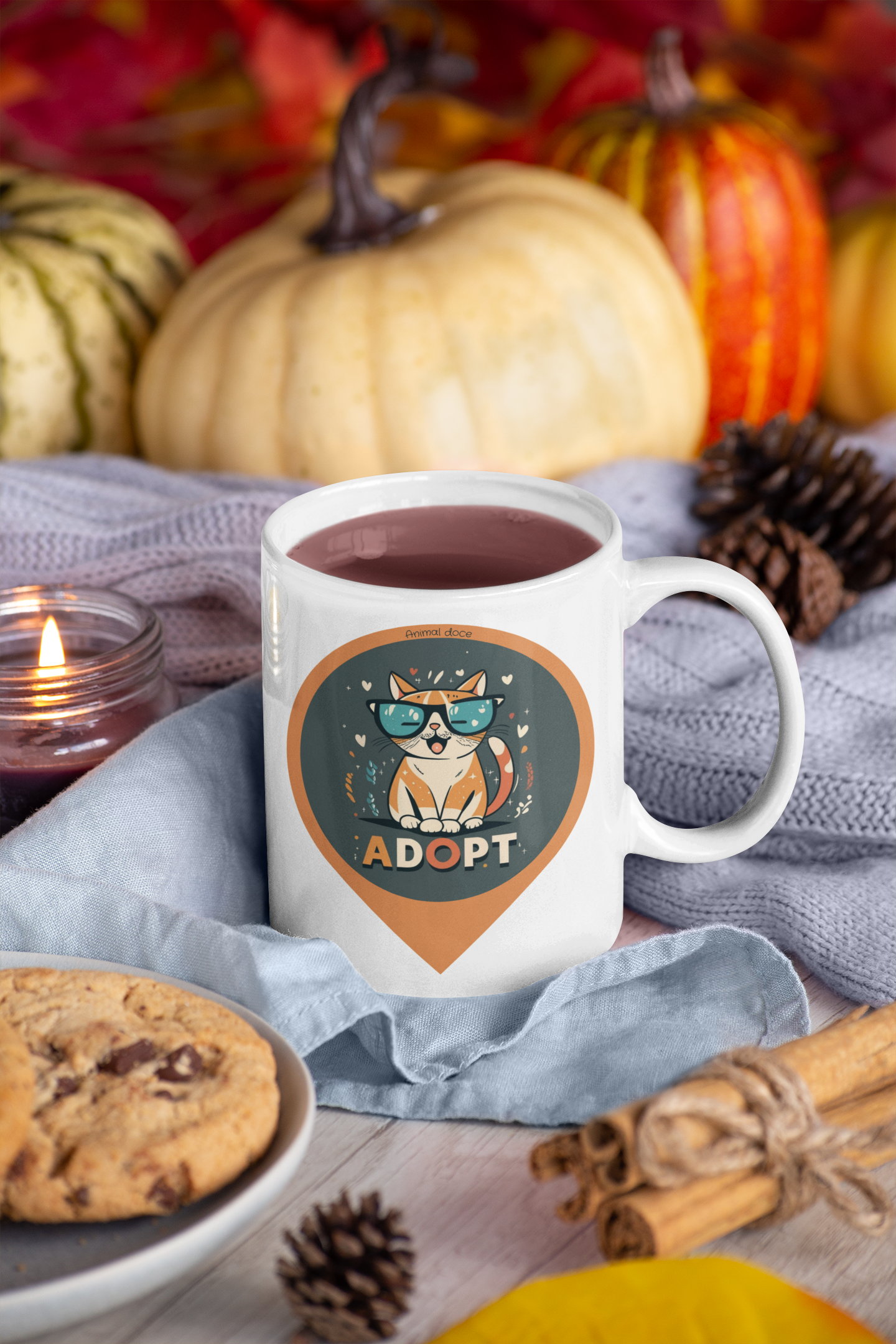 Nome do produto:  CANECA PERSONALIZADA CRIATIVA EM CERÂMICA, 325ML C/02 LADOS ADOPT CAT