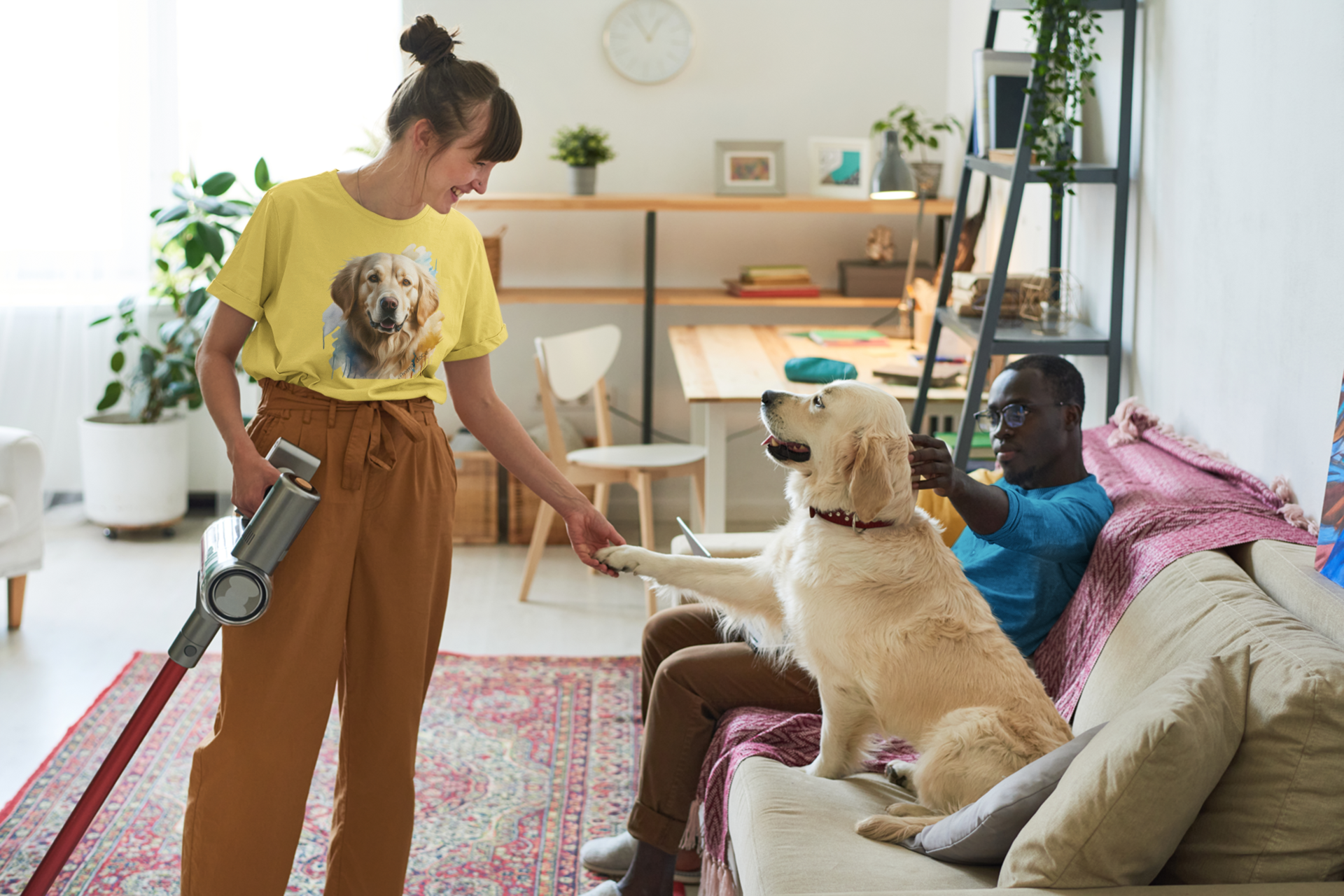Nome do produto: CAMISETA T-SHIRT ESTONADA, DOG GOLDEN