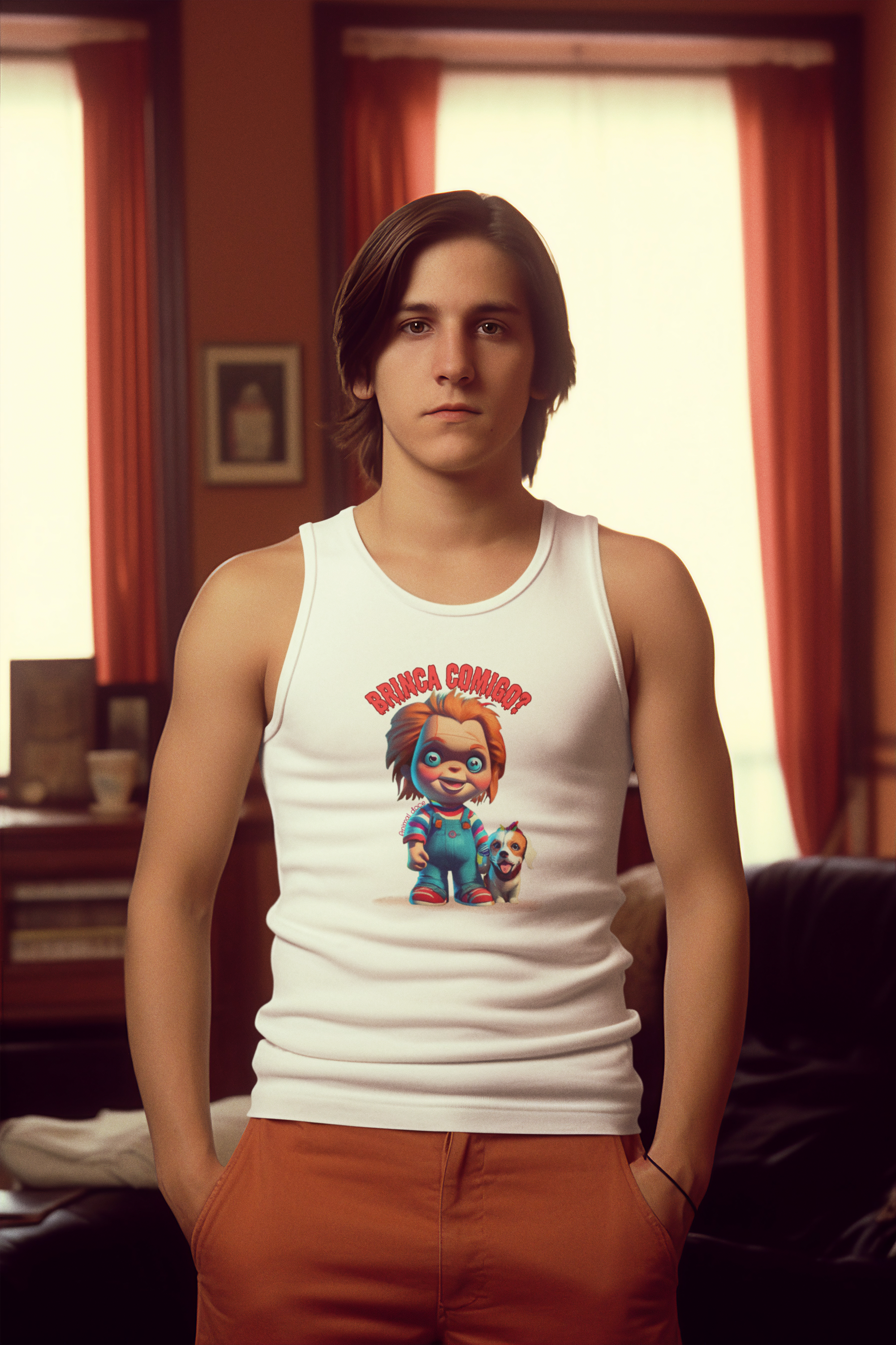 Nome do produto: REGATA CLASSIC DOG,CHUCKY BRINCA COMIGO