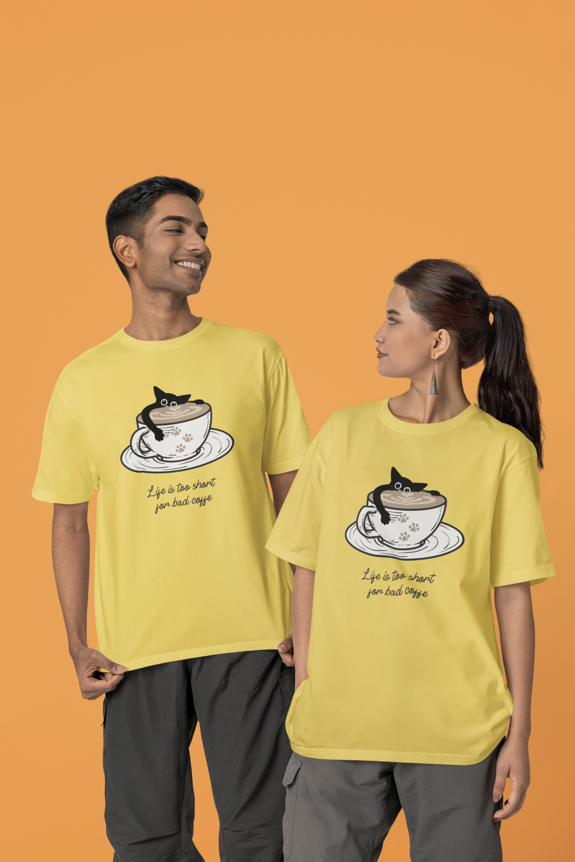Nome do produto: CAMSIETA T-SHIRT ESTONADA, CAT COFFEE