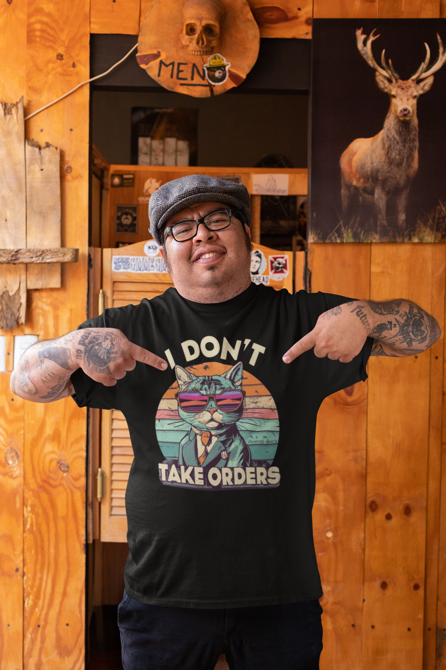 Nome do produto: CAMISETA T-SHIRT PLUS SIZE CAT, I DON\'T TAKE ORDERS