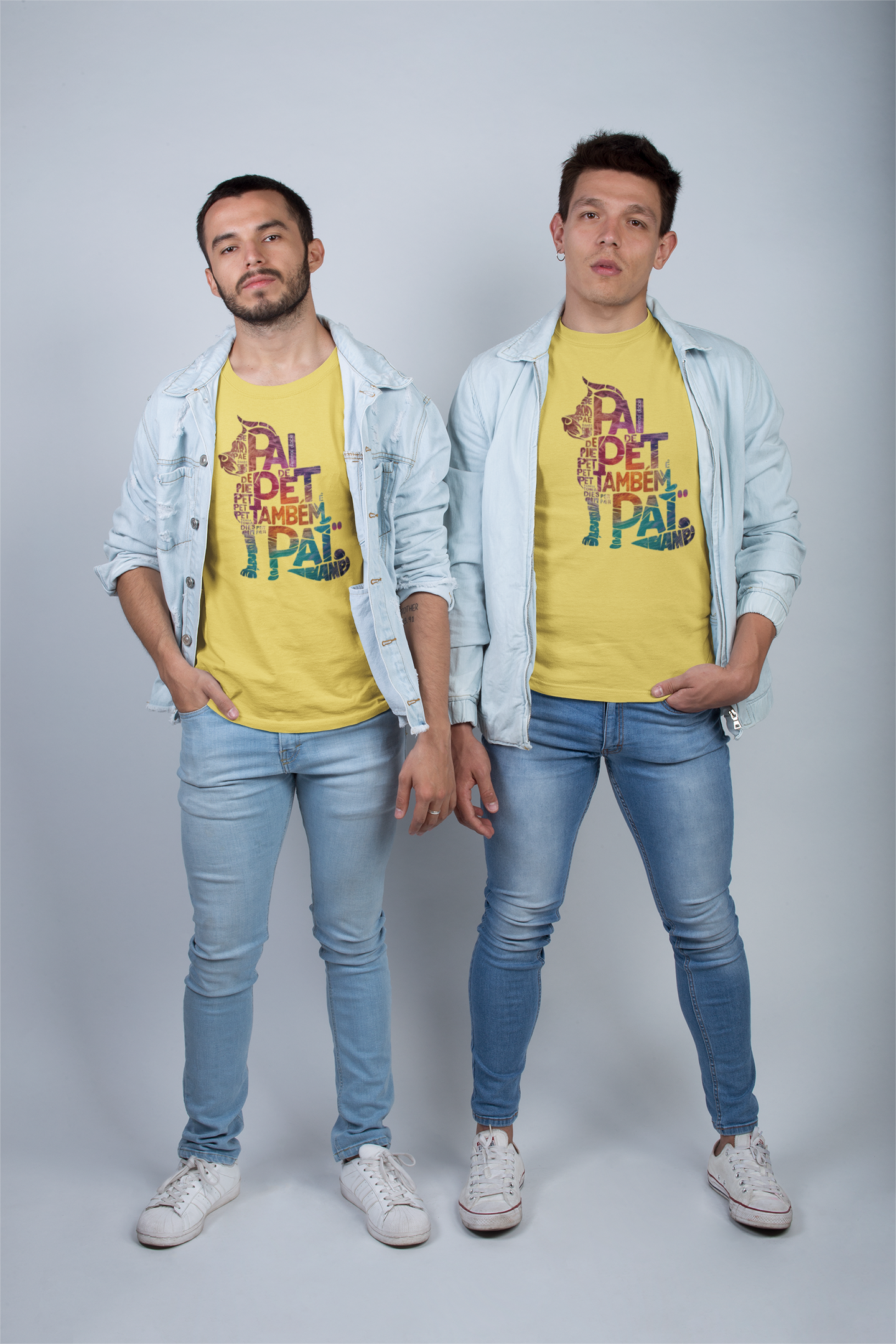 Nome do produto: CAMISETA T-SHIRT ESTONADA DOG, PAI DE PET TAMBÉM E PAI