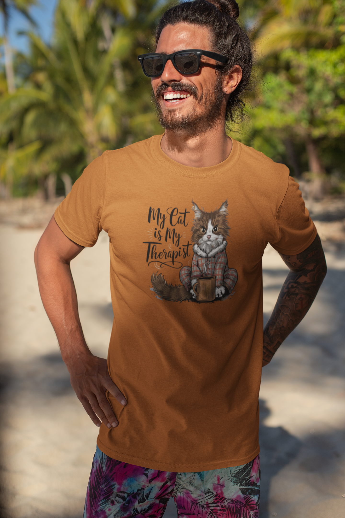 Nome do produto: CAMISETA T-SHIRT PIMA, MY CAT IS MY THERAPIST
