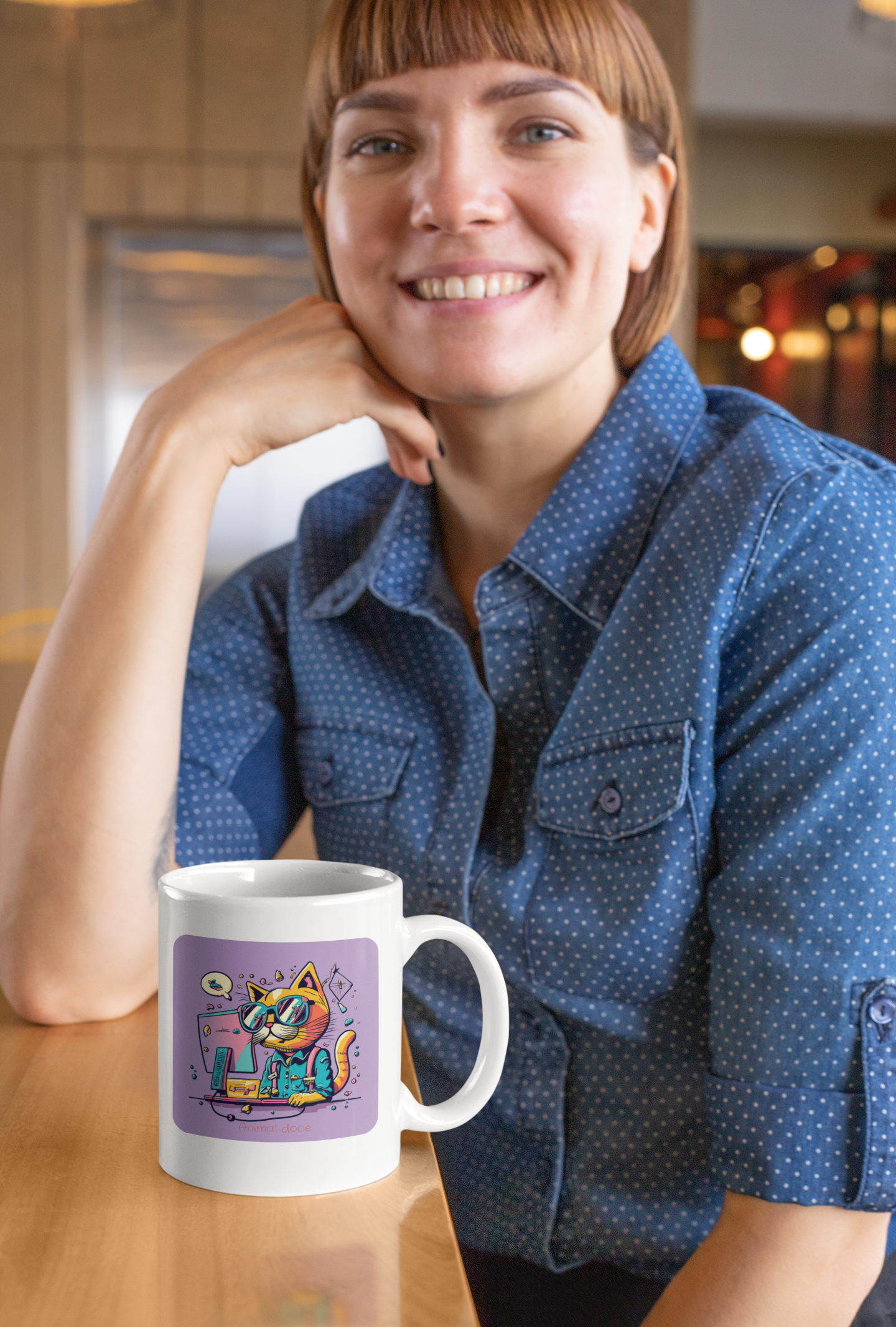 Nome do produto:  CANECA PERSONALIZADA CRIATIVA EM CERÂMICA, 325ML C/02 LADOS CAT GEEK ON THE COMPUTER