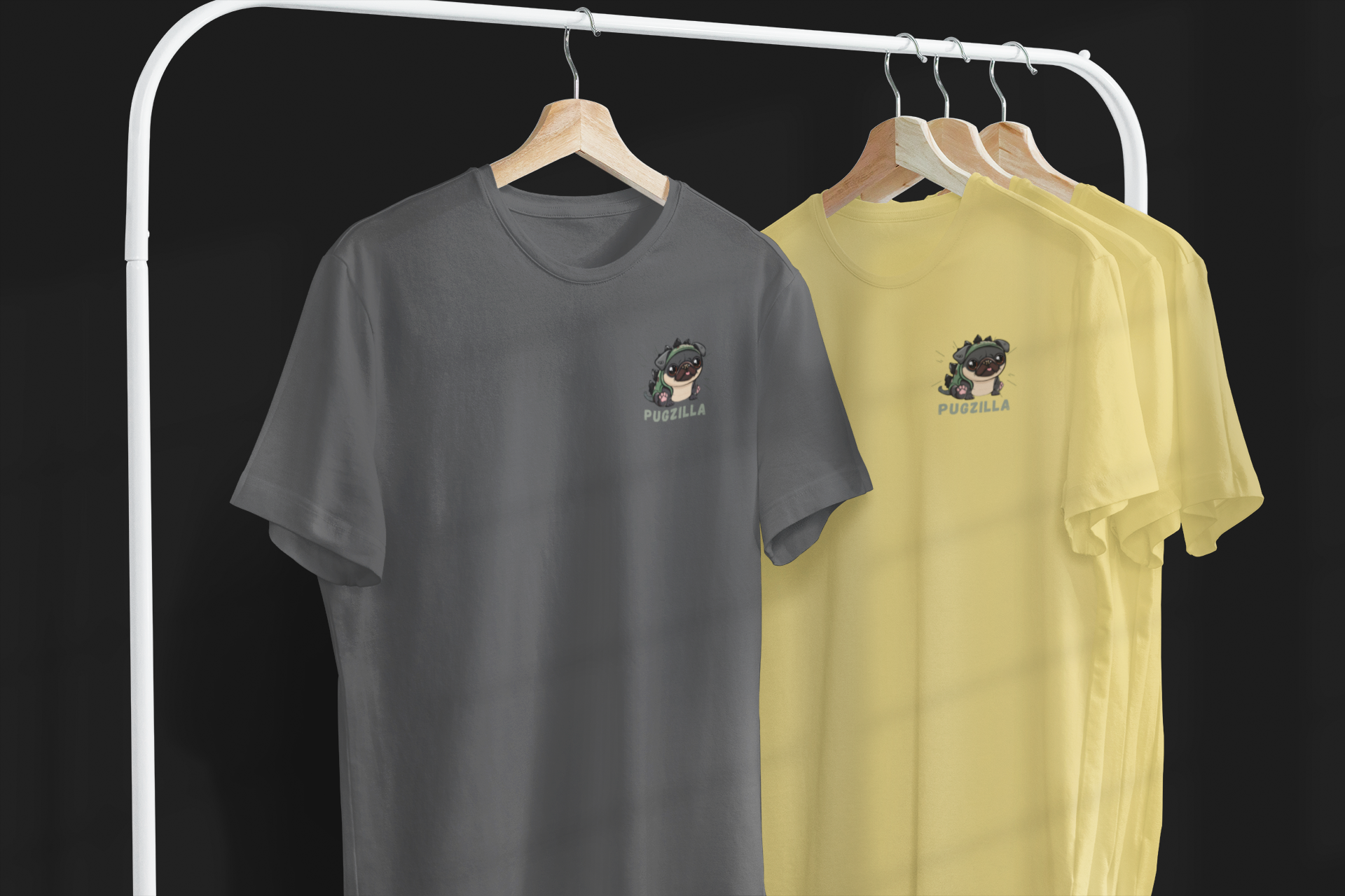 Nome do produto: CAMISETA T-SHIRT ESTONADA MINIMALISTA, PUGZILLA