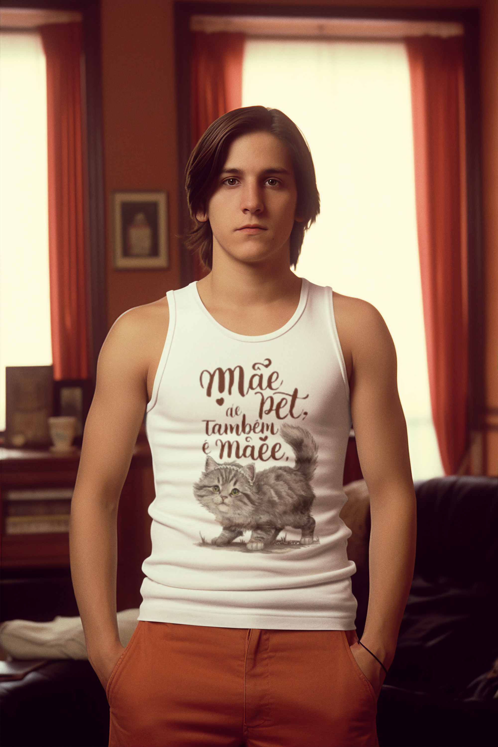 Nome do produto: REGATA CLASSIC CAT, MÃE DE PET TAMBÉM E MÃE 