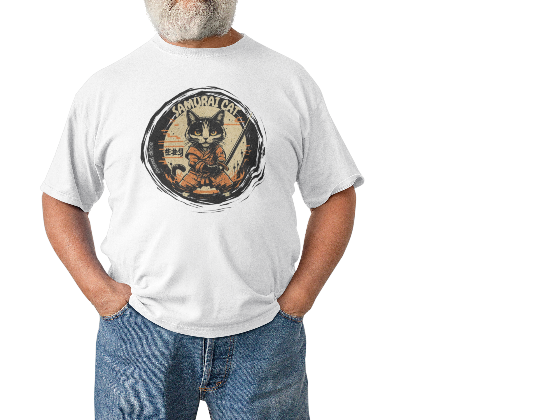 Nome do produto: CAMISETA T-SHIRT PLUS SIZE, SAMURAI CAT