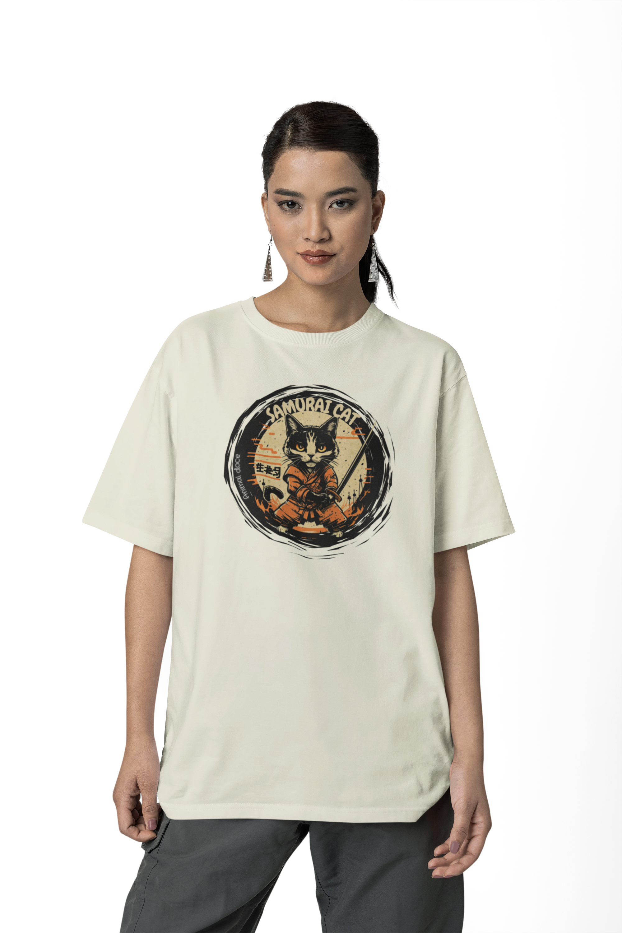 Nome do produto: CAMISETA T-SHIRT PIMA, SAMURAI CAT
