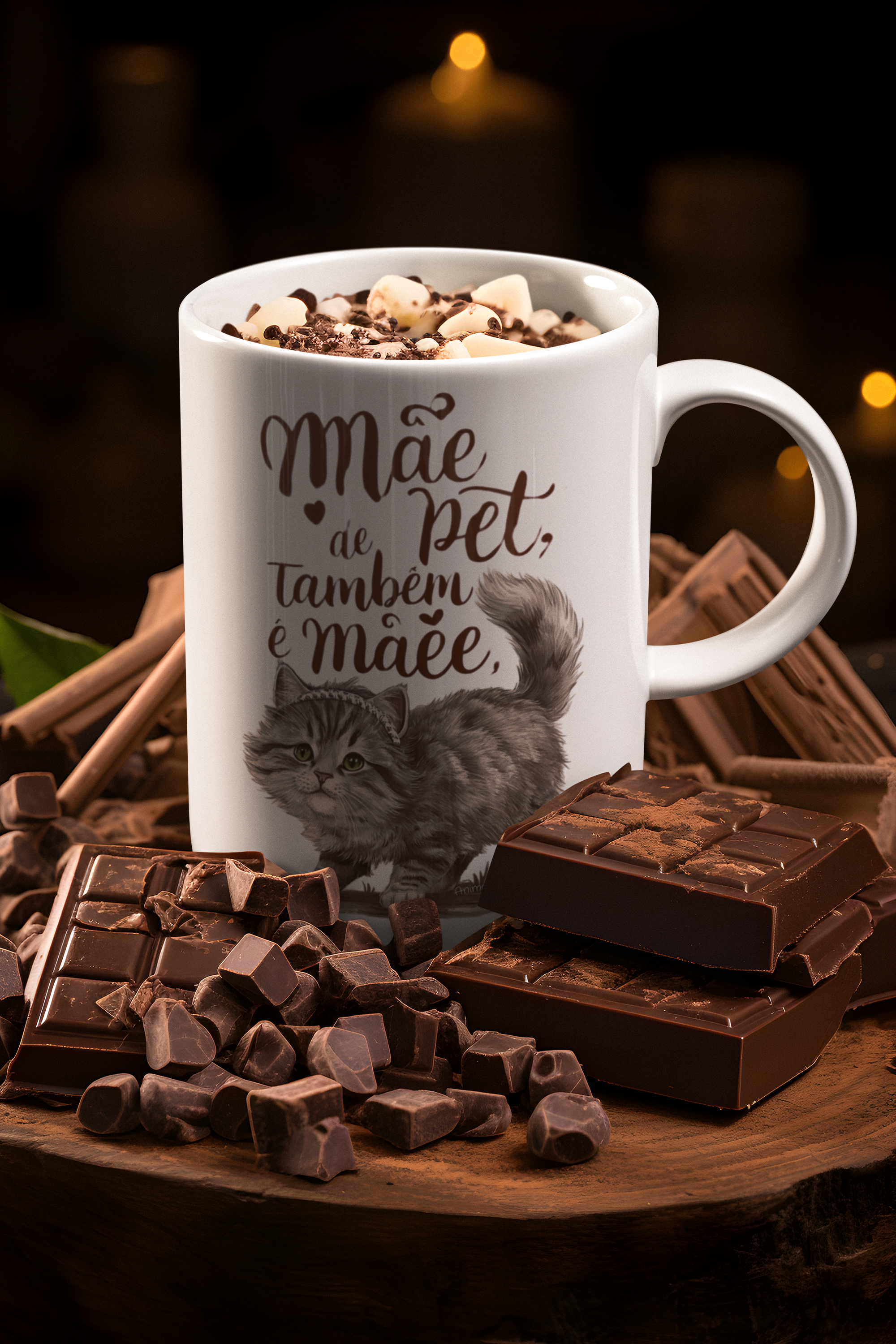 Nome do produto:  CANECA PERSONALIZADA CRIATIVA EM CERÂMICA, 325ML C/02 LADOS, CAT MÃE DE PET TAMBÉM E MÃE