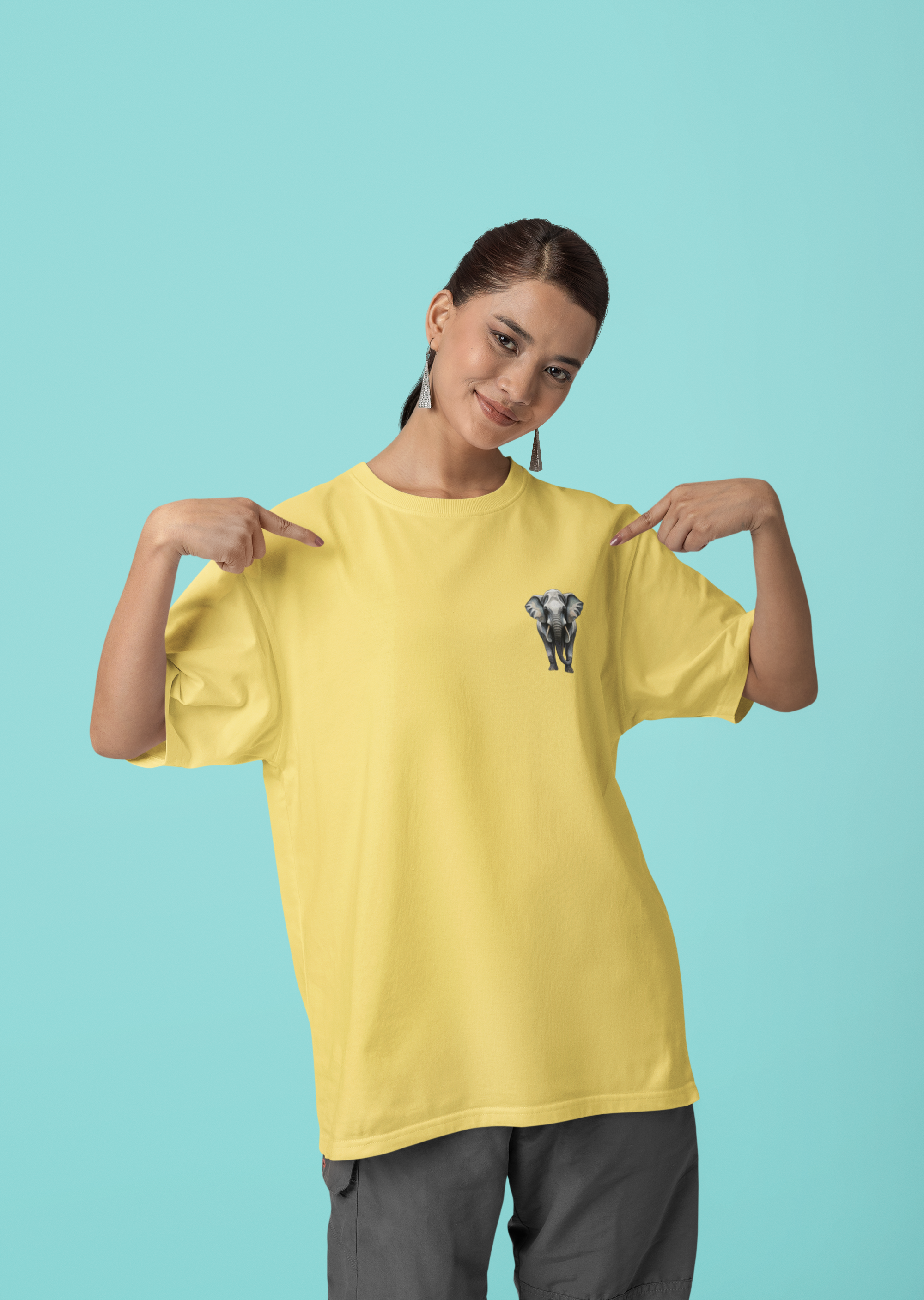 Nome do produto: CAMISETA T-SHIRT ESTONADA MINIMALISTA, ELEPHANT